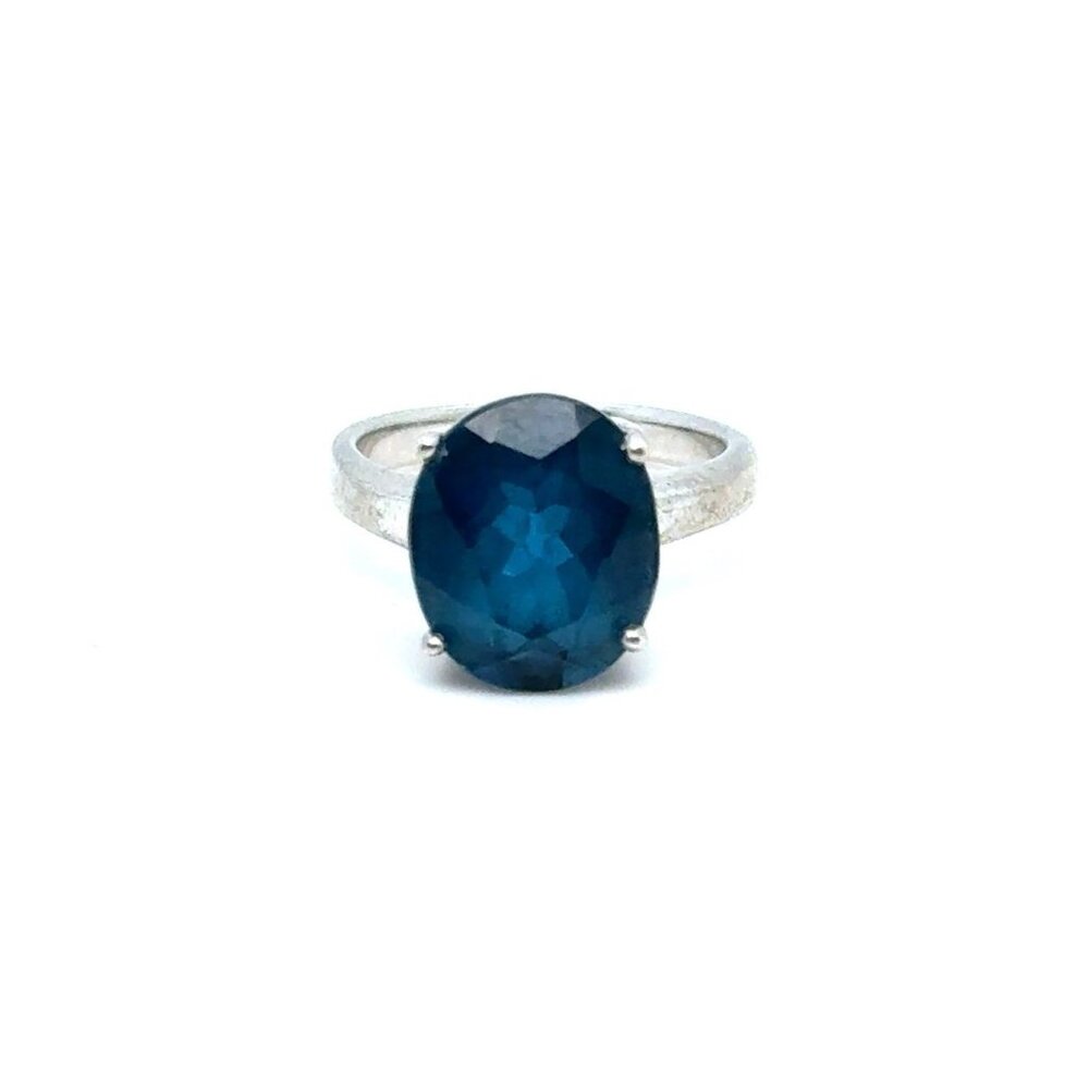 Single Minimalist Blue Stone Silver 925 Ring